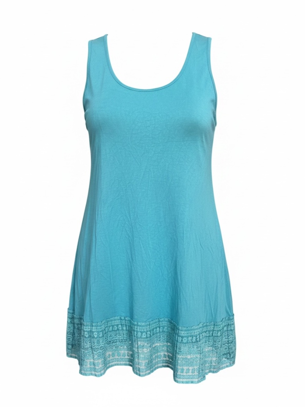 LOGO Layers by Lori Goldstein Turquoise Lace Broomstick Hem Tunic Tank Top SZ 1X